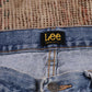 Lee W36 L29 Straight Leg Loose Fit Classic Ripped Style Blue Denim Jeans