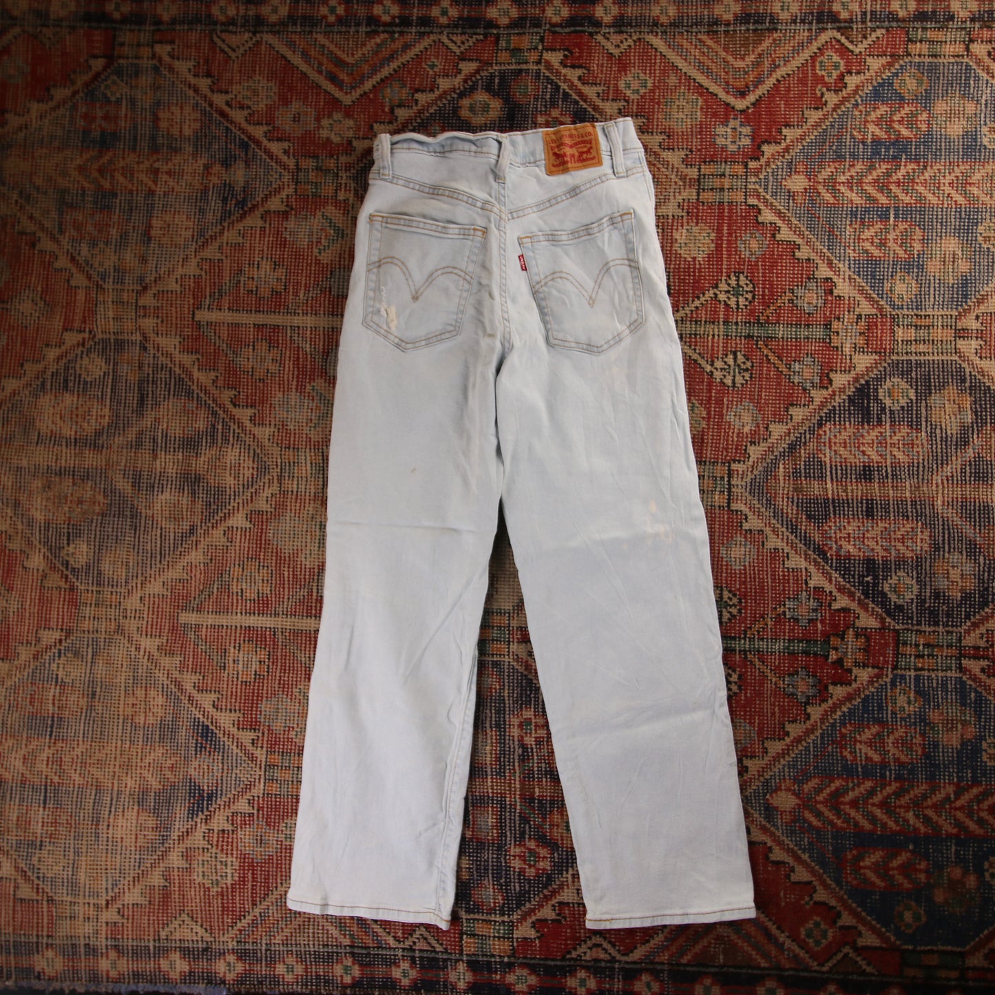 Levi's W26 L26 Straight Leg Classic Ripped Style Blue Denim Jeans
