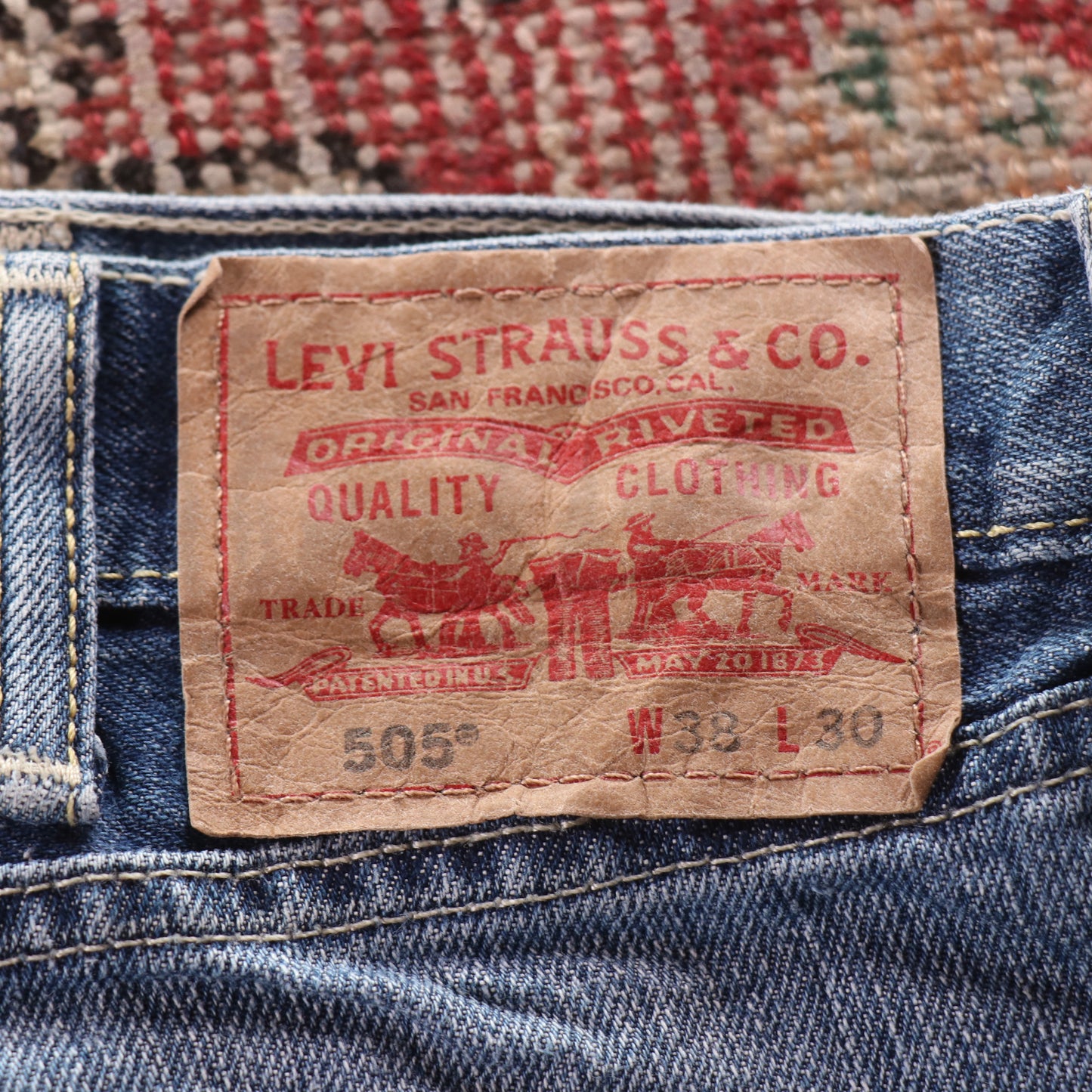 Levi's 505 Red Tab W38 L30 Straight Leg Regular Fit Blue Denim Jeans