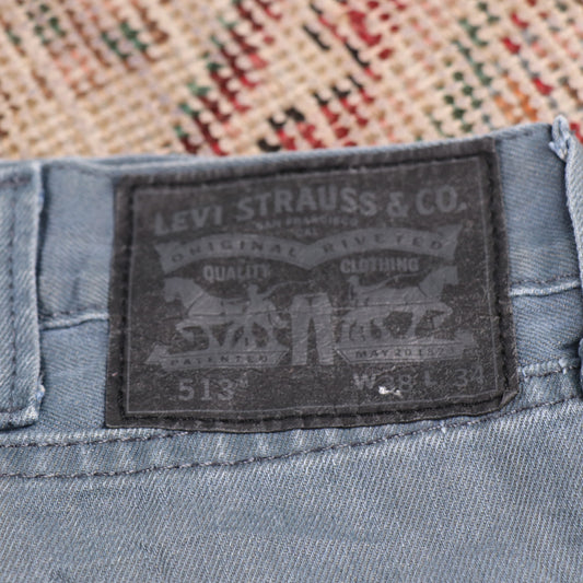 Levi's 513 W40 L30 Straight Leg Slim Fit Grey Denim Jeans