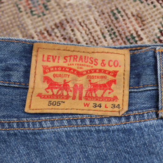 Levi's 505 W36 L33 Straight Leg Regular Fit Blue Denim Jeans