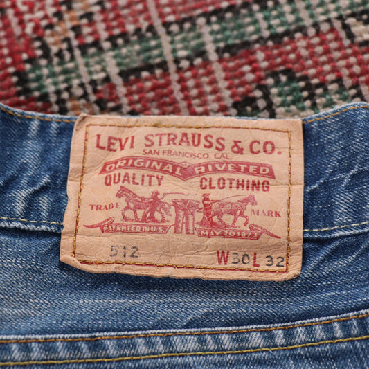 Levi's 512 Red Tab W30 L28 Tapered Leg Slim Fit Blue Denim Jeans