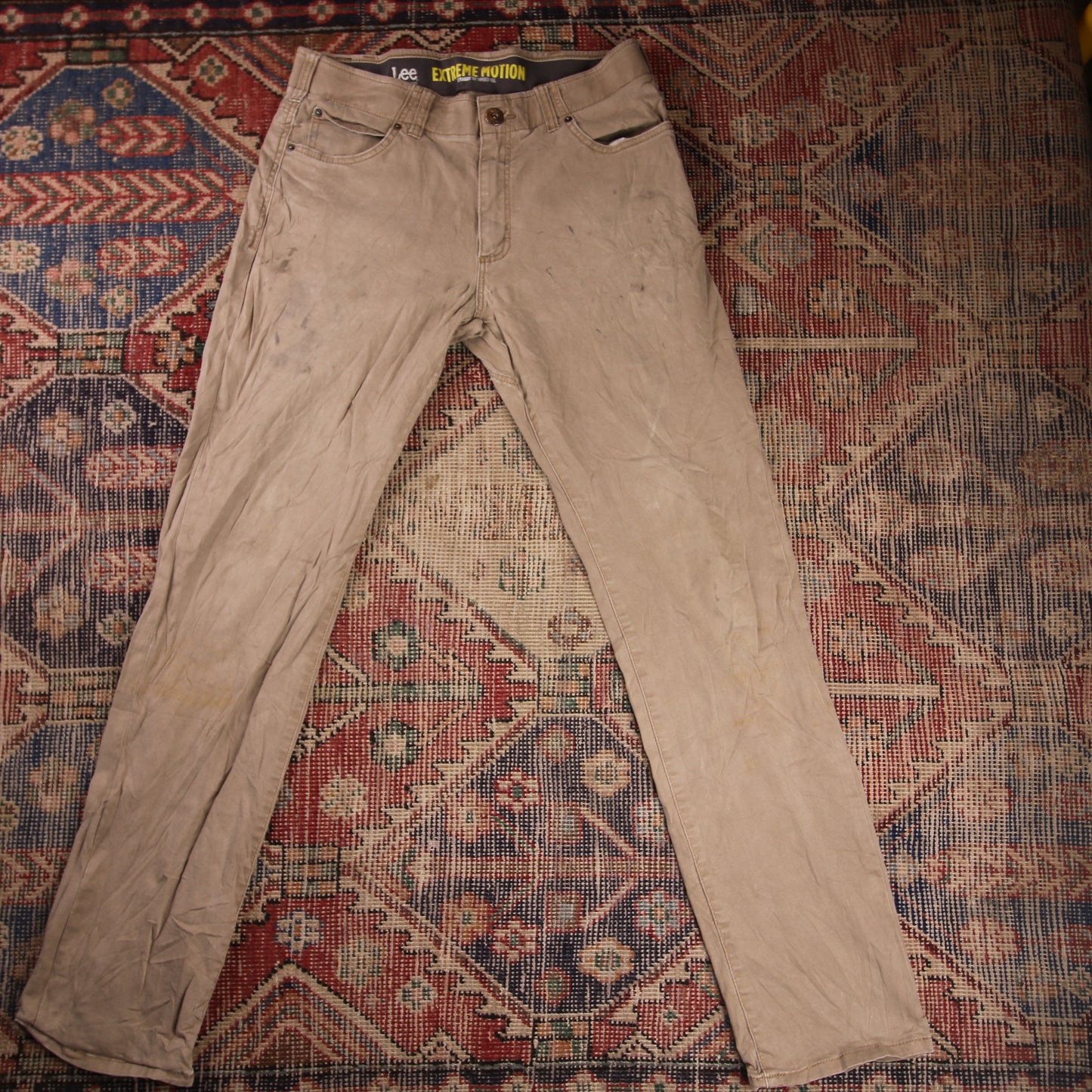 Lee W30 L32 Straight Leg Regular Fit Beige Denim Trousers