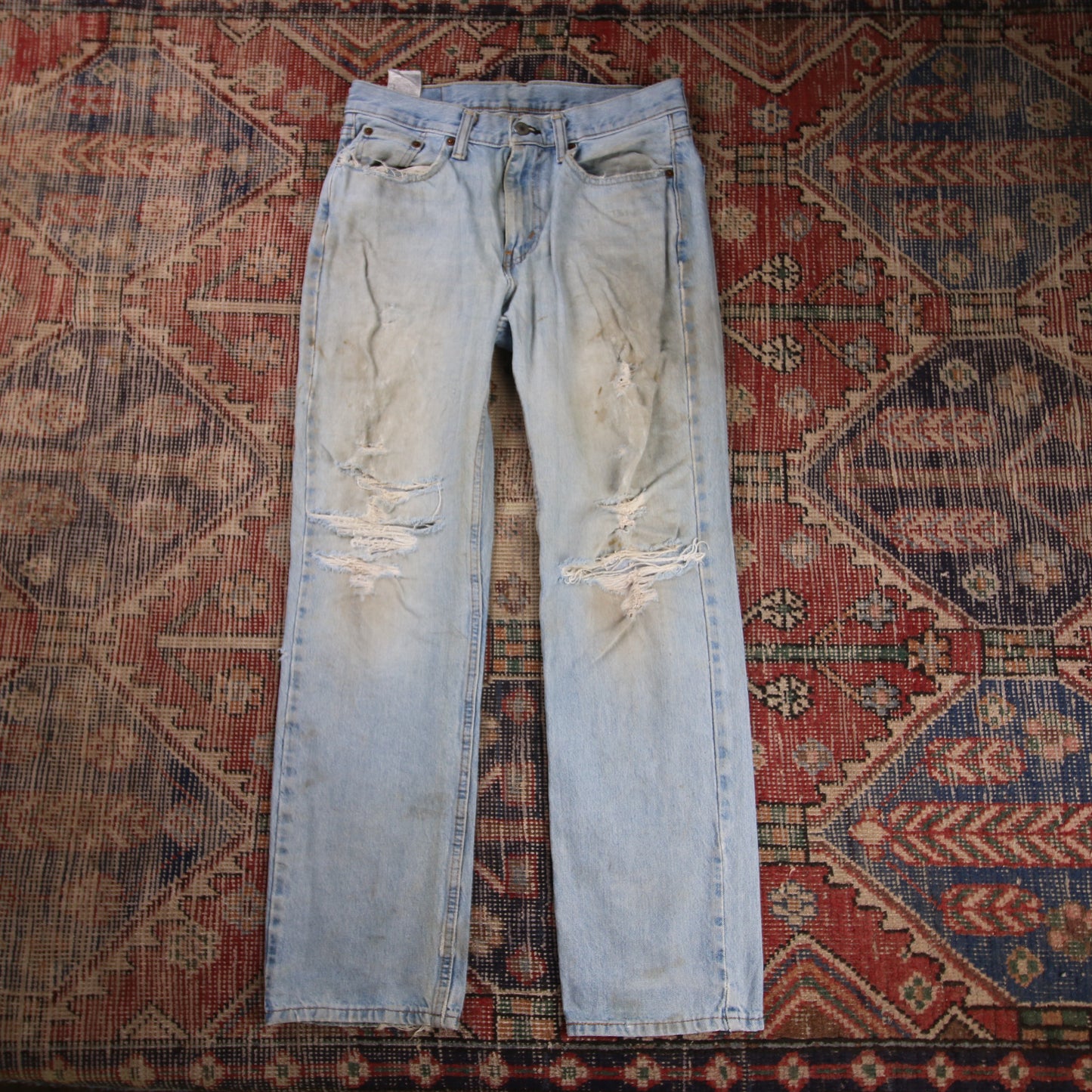 Levi's 514 W30 L32 Straight Leg Classic Ripped Style Blue Denim Jeans