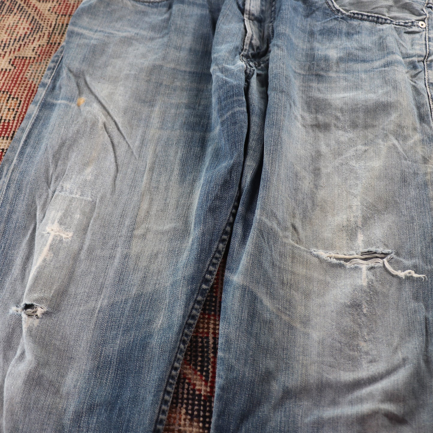 Levi's 506 Red Tab W34 L34 Straight Leg Classic Ripped Style Blue Denim Jeans