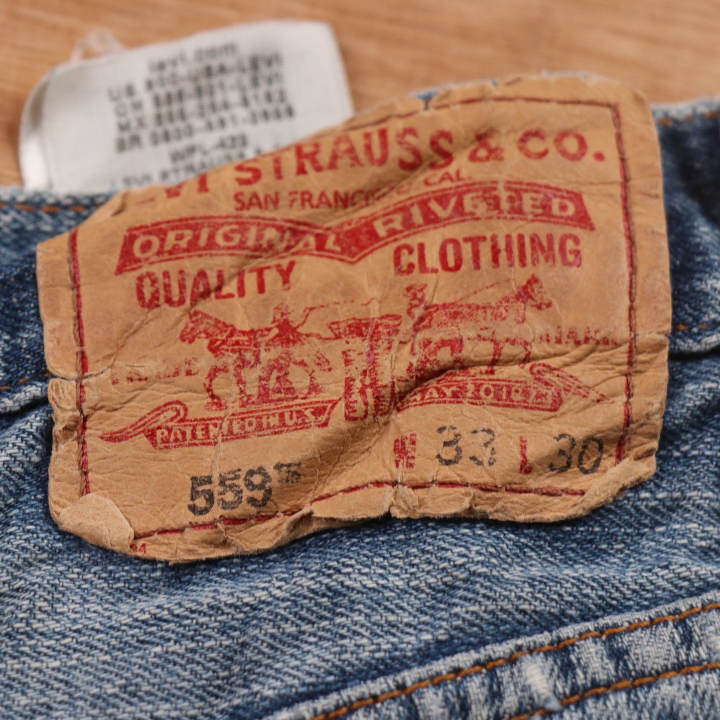 Levi's 559 Red Tab W32 L28 Straight Leg Relaxed Fit Classic Ripped Style Blue De