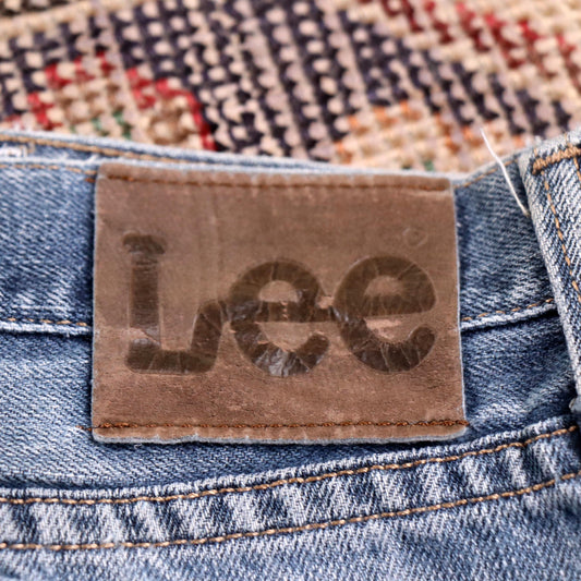 Lee W38 L27 Straight Leg Relaxed Fit Classic Ripped Style Blue Denim Jeans