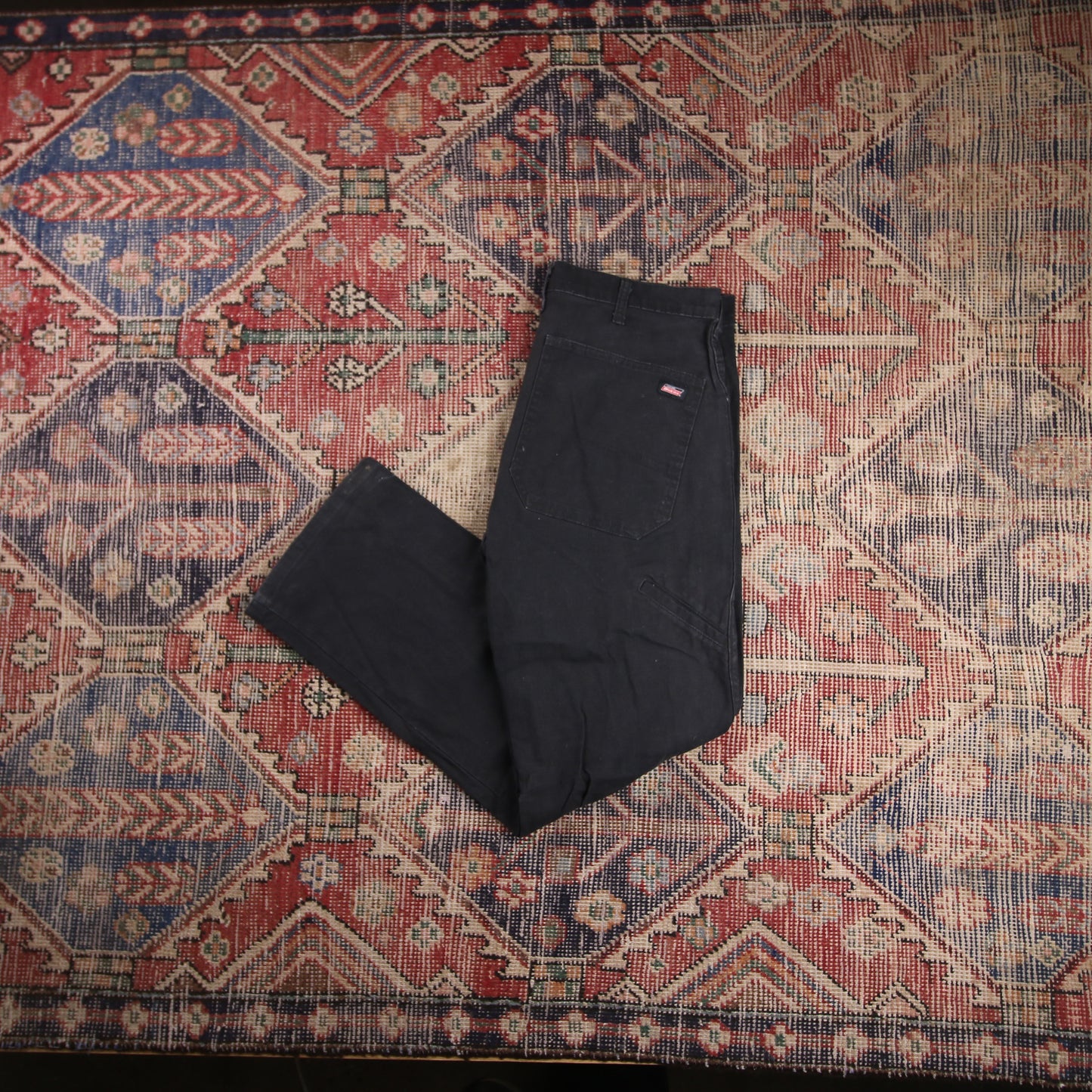 Dickies W34 L28 Straight Leg Black Cotton Blend Trousers