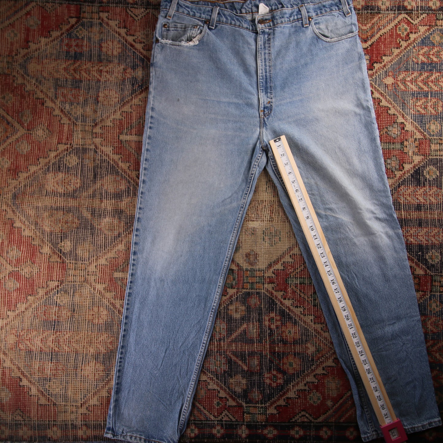 Levi's 505 Orange Tab W42 L33 Straight Leg Regular Fit Blue Denim Jeans