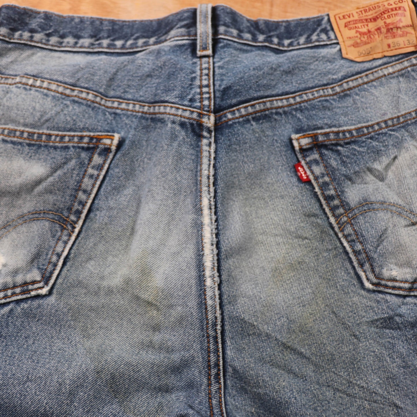 Levi's 505 Red Tab W36 L31 Straight Leg Regular Fit Blue Denim Jeans