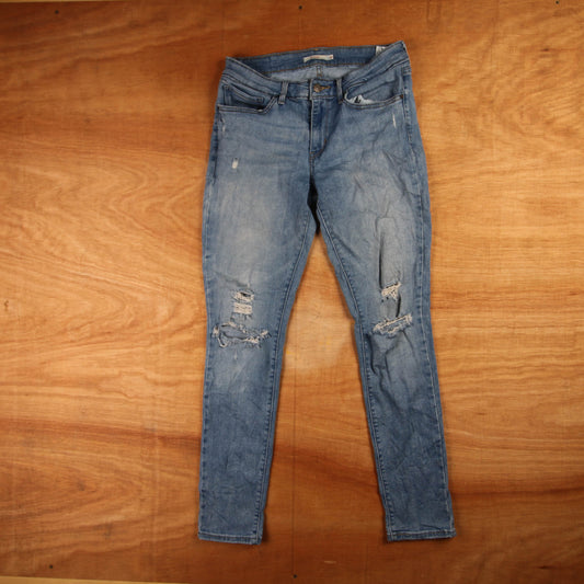 Levi's 711 Red Tab W30 L28 Skinny Classic Ripped Style Blue Denim Jeans