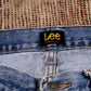 Lee W36 L29 Straight Leg Loose Fit Classic Ripped Style Blue Denim Jeans