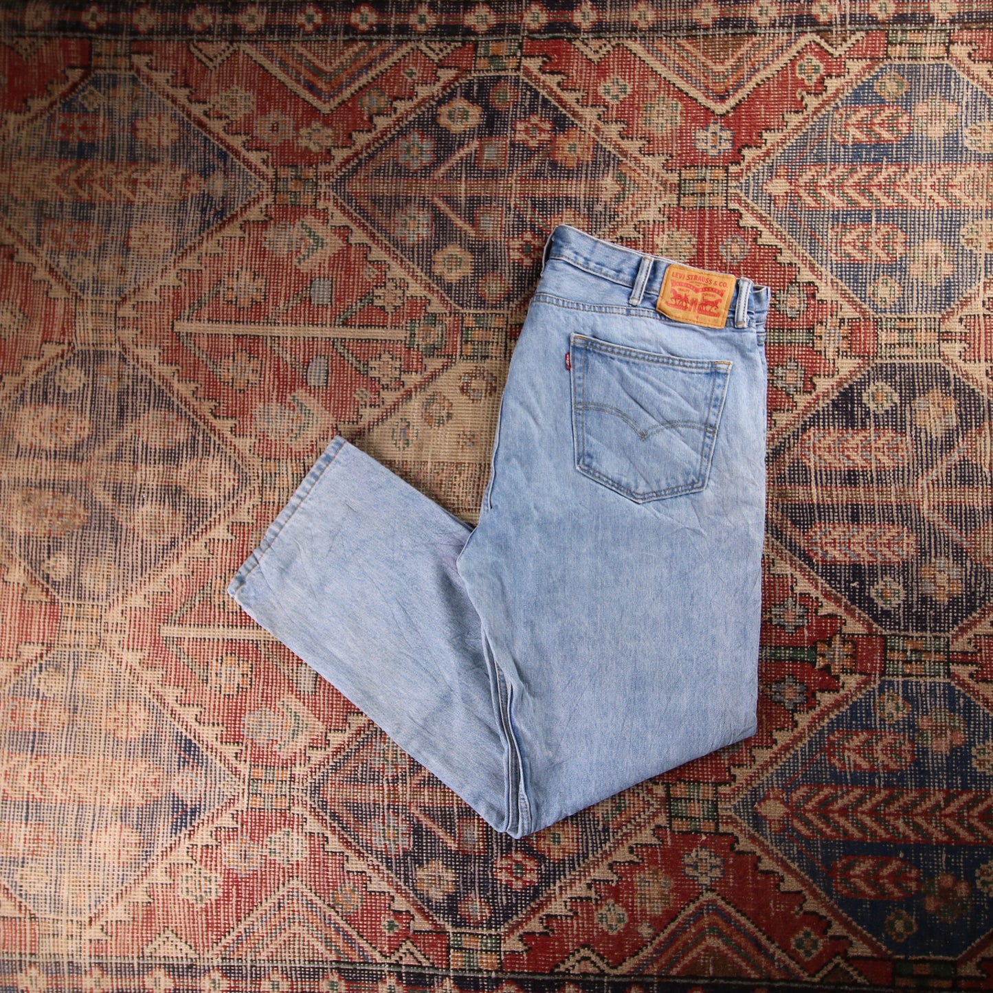 Levi's 505 Orange Tab W42 L28 Straight Leg Regular Fit Blue Denim Jeans