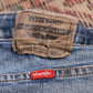 Wrangler W32 L33 Straight Leg Relaxed Fit Classic Ripped Style Blue Denim Jeans