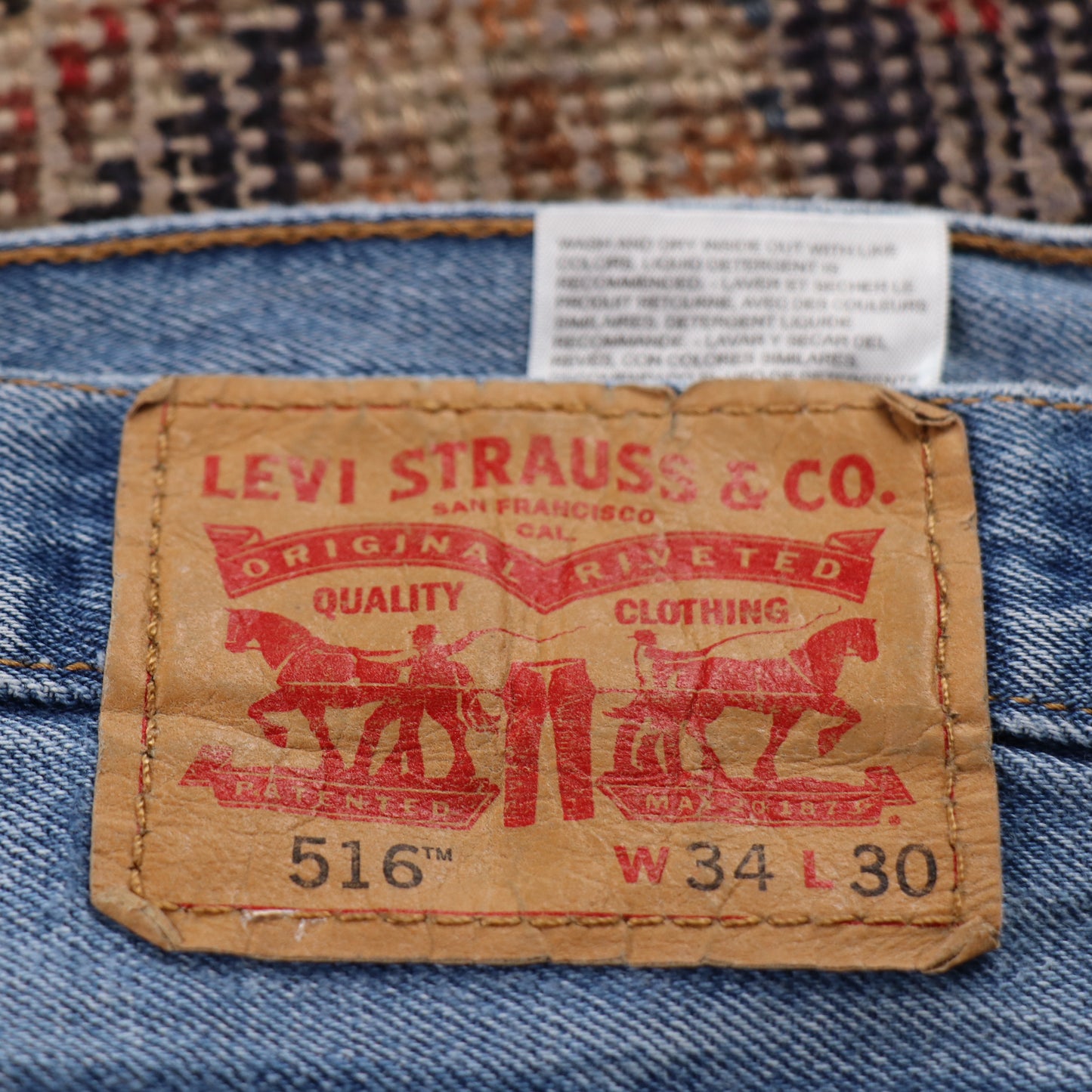 Levi's 516 W34 L25 Straight Leg Blue Denim Jeans