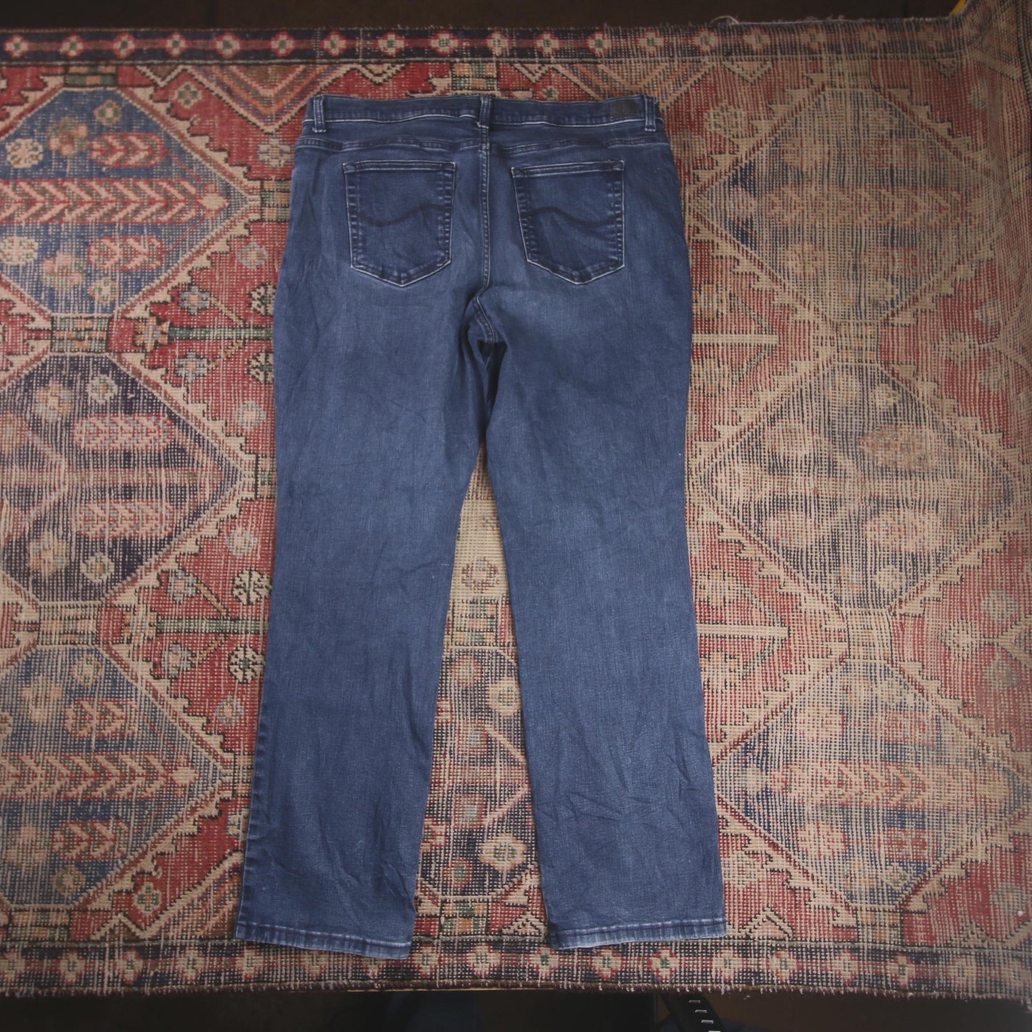 Lee W38 L29 Straight Leg Relaxed Fit Blue Denim Jeans