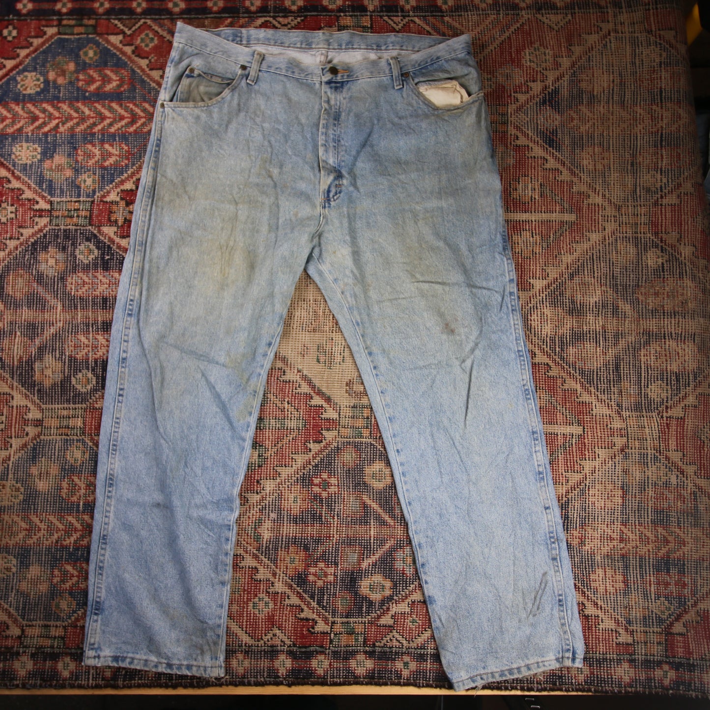 Wrangler W42 L30 Straight Leg Relaxed Fit Blue Denim Jeans