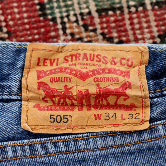 Levi's 505 Red Tab W60 L30 Straight Leg Regular Fit Blue Denim Jeans