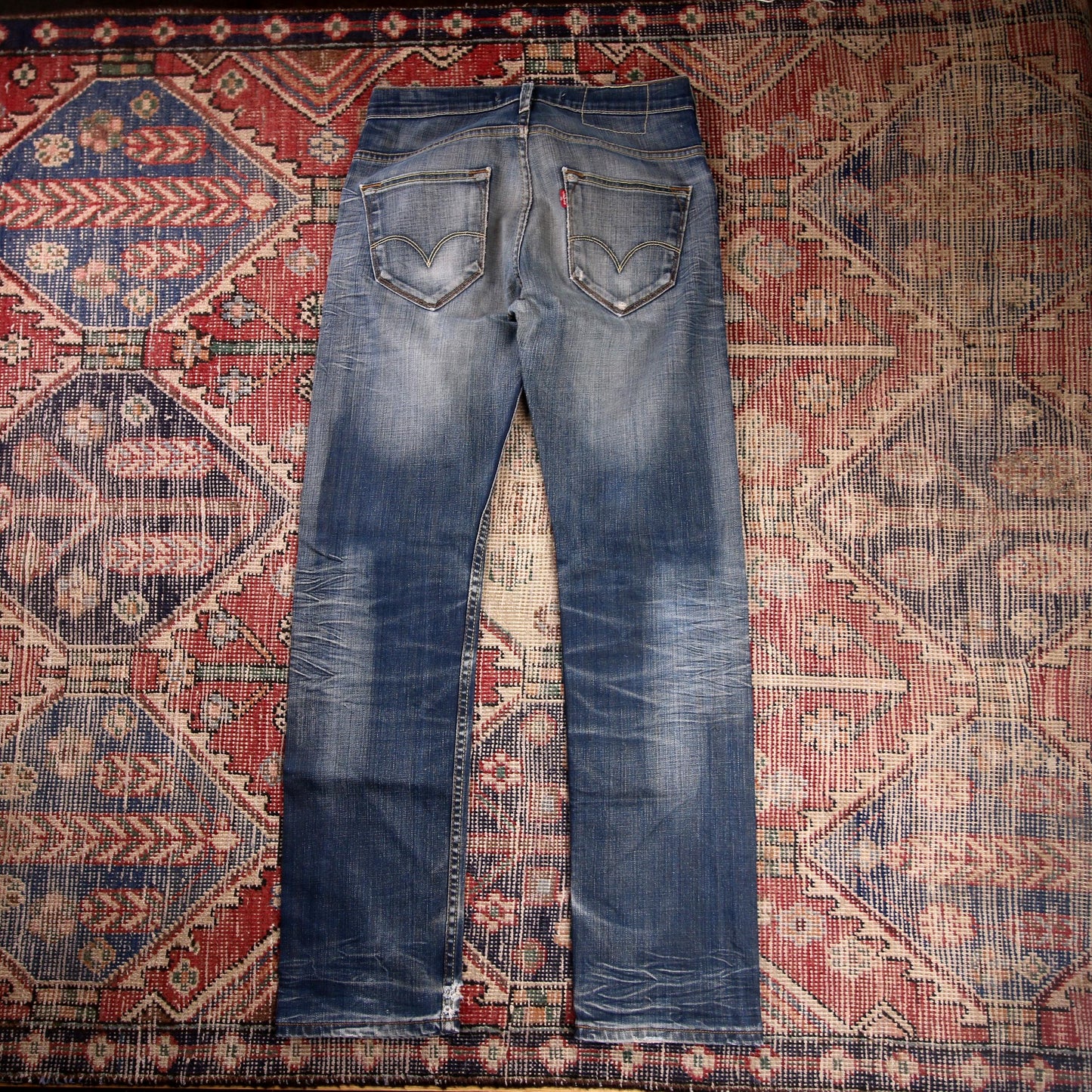 Levi's 504 W30 L30 Straight Leg Regular Fit Classic Ripped Style Blue Denim Jean