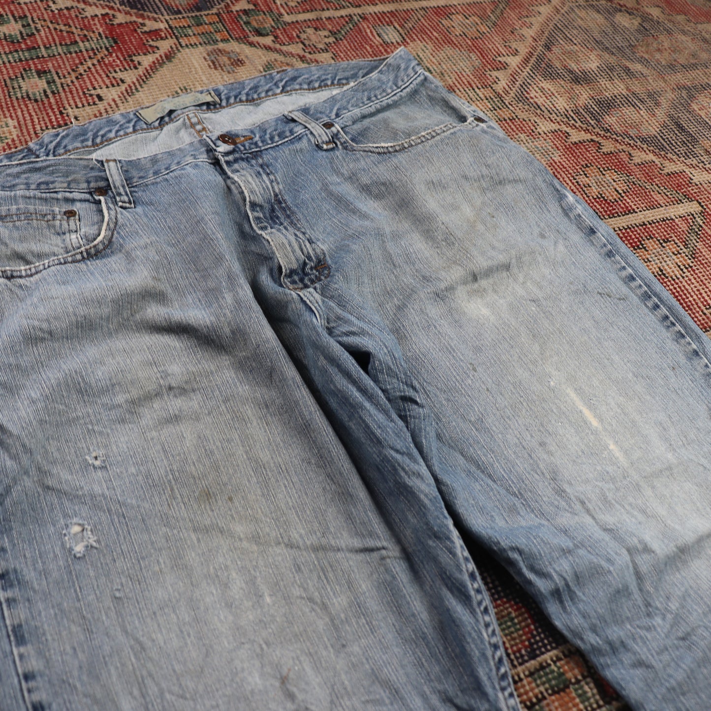 Wrangler W38 L30 Straight Leg Relaxed Fit Blue Denim Jeans