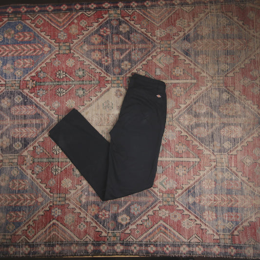 Dickies Double Knee W26 L29 Skinny Black Cotton Blend Trousers
