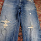 Lee W30 L30 Straight Leg Relaxed Fit Classic Ripped Style Blue Denim Jeans