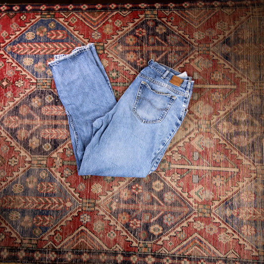 Lee W36 L32 Straight Leg Relaxed Fit Blue Denim Jeans