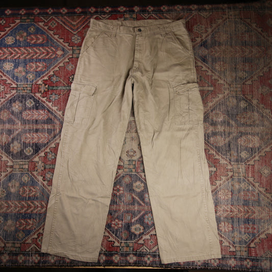 Wrangler W34 L31 Cargo Brown Cotton Blend Trousers