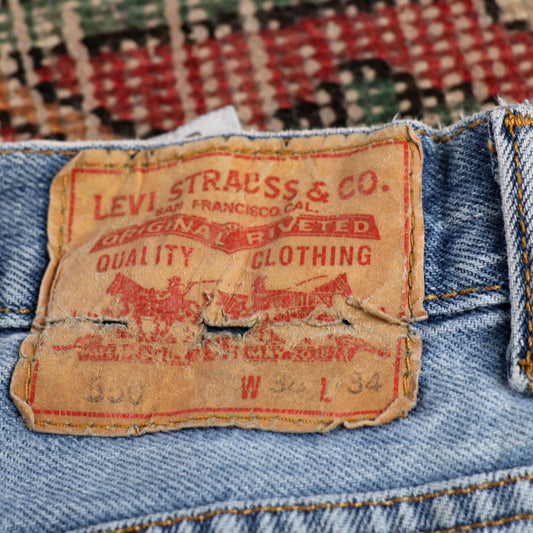 Levi's 550 W36 L32 Tapered Leg Relaxed Fit Classic Ripped Style Blue Denim Jeans