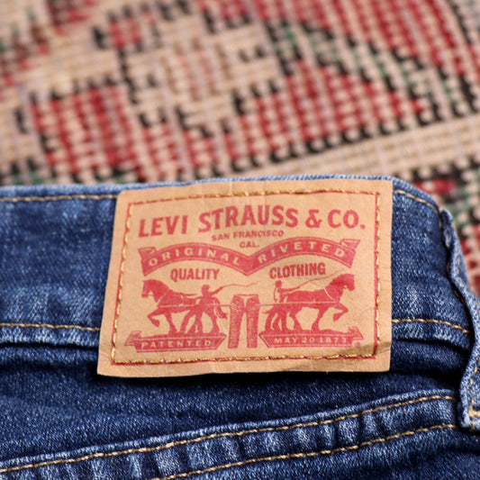 Levi's 711 W24 L28 Skinny Classic Ripped Style Blue Denim Jeans
