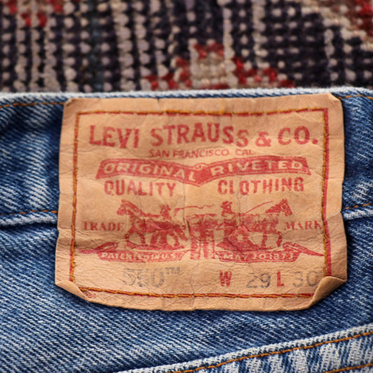 Levi's 501 Red Tab W28 L28 Original Fit Classic Ripped Style Blue Denim Jeans