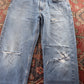 Levi's 518 Red Tab W32 L27 Flared Classic Ripped Style Blue Denim Jeans