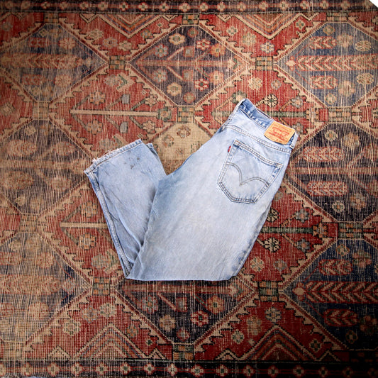 Levi's 550 W34 L26 Tapered Leg Relaxed Fit Distressed Style Blue Denim Jeans