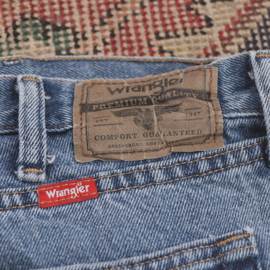 Wrangler W38 L29 Straight Leg Relaxed Fit Blue Denim Jeans