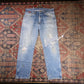 Wrangler W34 L29 Straight Leg Classic Ripped Style Blue Denim Jeans
