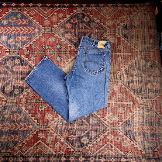 Lee W34 L30 Straight Leg Relaxed Fit Blue Denim Jeans