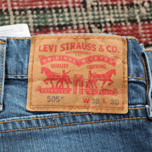 Levi's 505 Red Tab W28 L25 Straight Leg Regular Fit Blue Denim Jeans