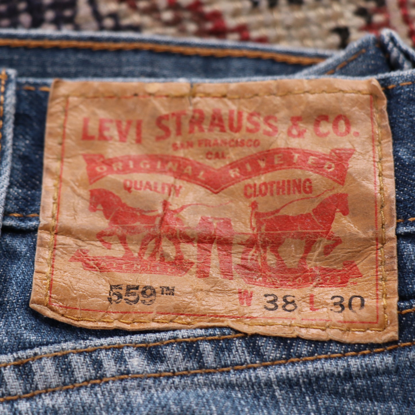 Levi's 559 W40 L29 Straight Leg Relaxed Fit Blue Denim Jeans