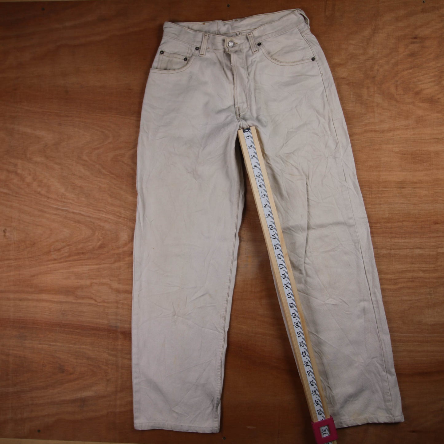 Levi's 505 Red Tab W30 L31 Straight Leg Regular Fit Beige Denim Jeans