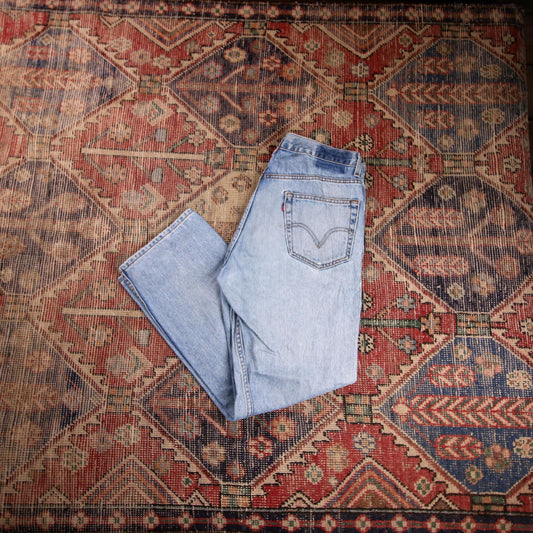 Levi's 505 W34 L30 Straight Leg Regular Fit Classic Ripped Style Blue Denim Jean