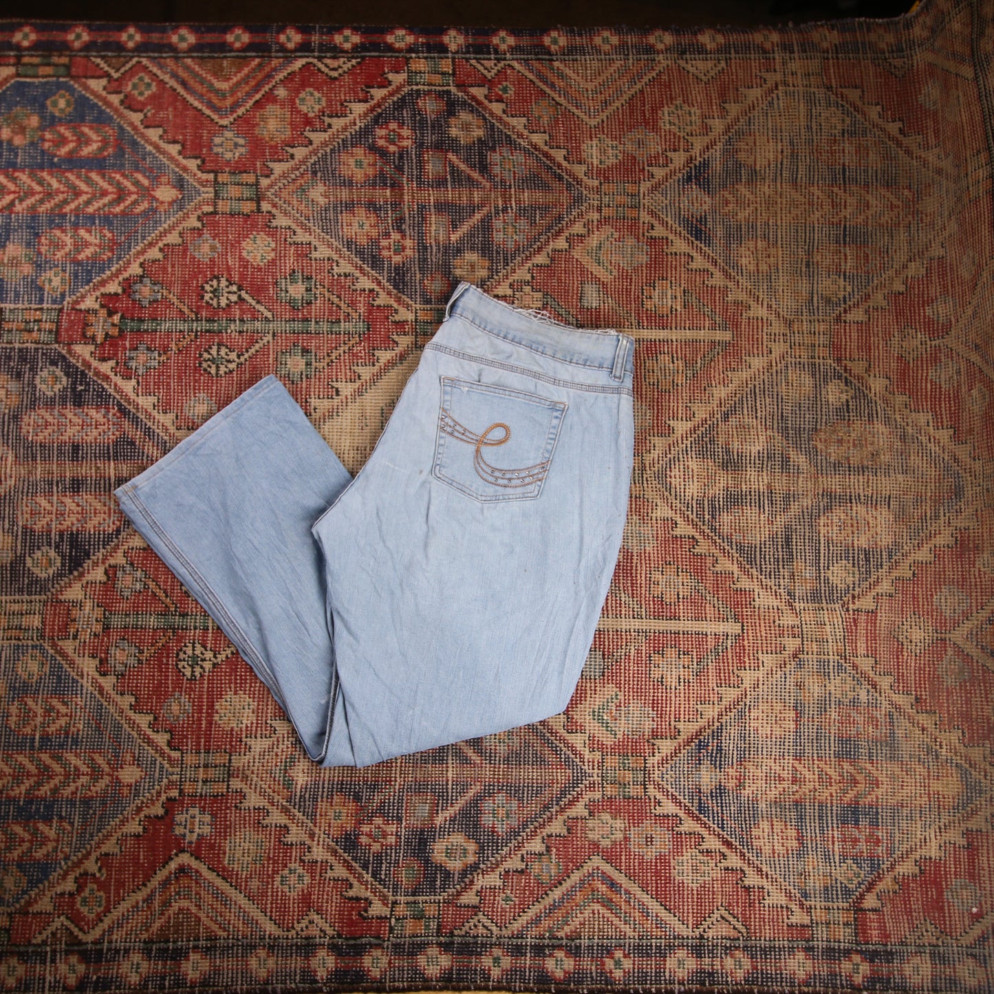 Lee W38 L28 Flared Blue Denim Jeans
