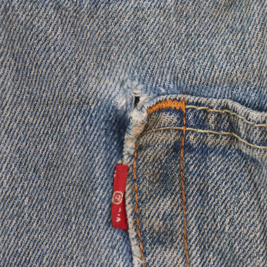 Levi's 550 W34 L28 Tapered Leg Relaxed Fit Classic Ripped Style Blue Denim Jeans