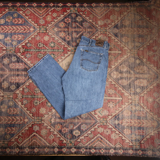 Lee W36 L32 Straight Leg Loose Fit Blue Denim Jeans