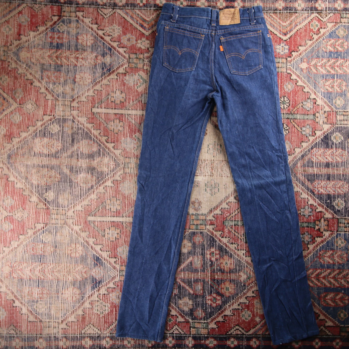 Levi's 730 Orange Tab W26 L34 Straight Leg Blue Denim Jeans