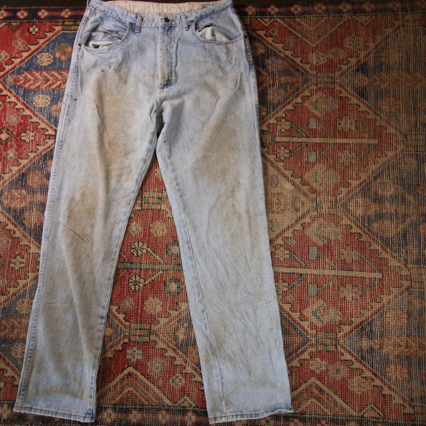 Wrangler W34 L34 Straight Leg Relaxed Fit Blue Denim Jeans