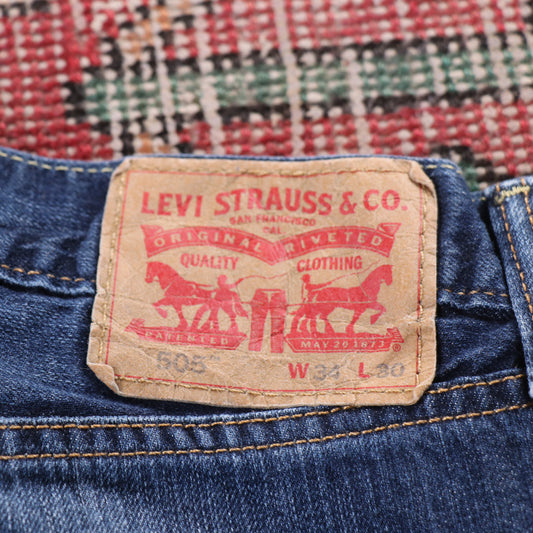 Levi's 505 Red Tab W32 L29 Straight Leg Regular Fit Blue Denim Jeans