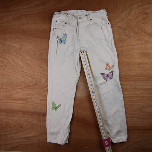 Levi's 505 Orange Tab W36 L30 Straight Leg Regular Fit Blue Denim Jeans