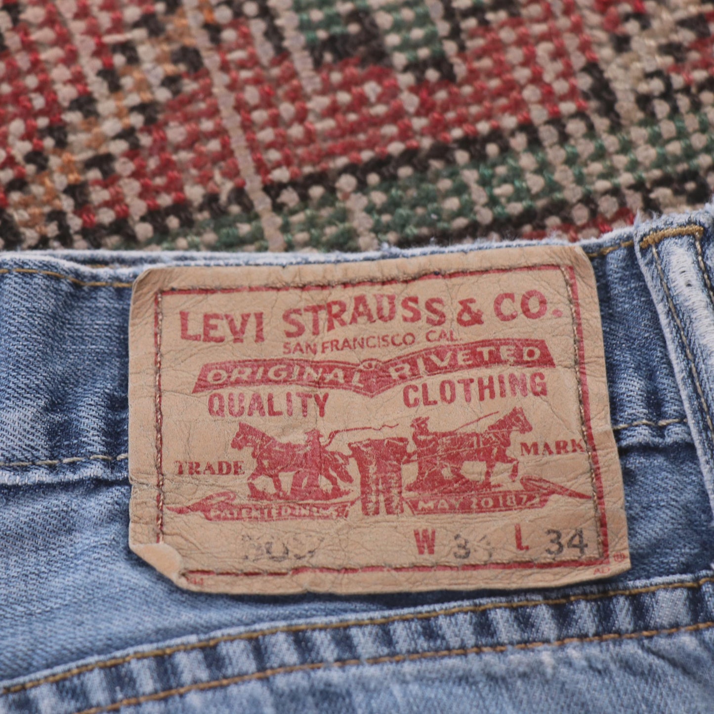 Levi's 505 Red Tab W34 L33 Straight Leg Regular Fit Blue Denim Jeans