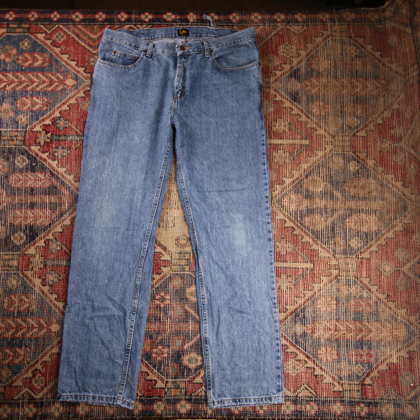 Lee W38 L31 Straight Leg Loose Fit Blue Denim Jeans