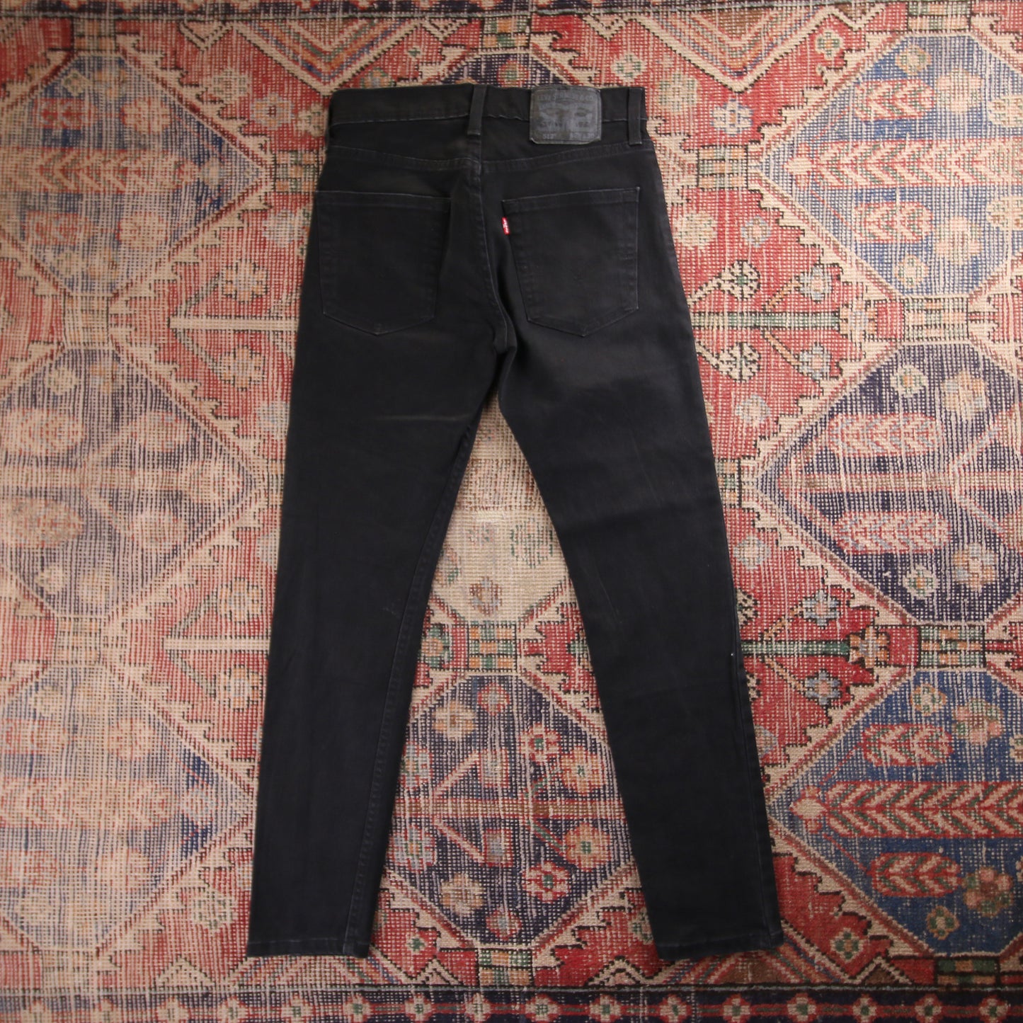 Levi's 512 Red Tab W28 L28 Tapered Leg Slim Fit Black Denim Jeans